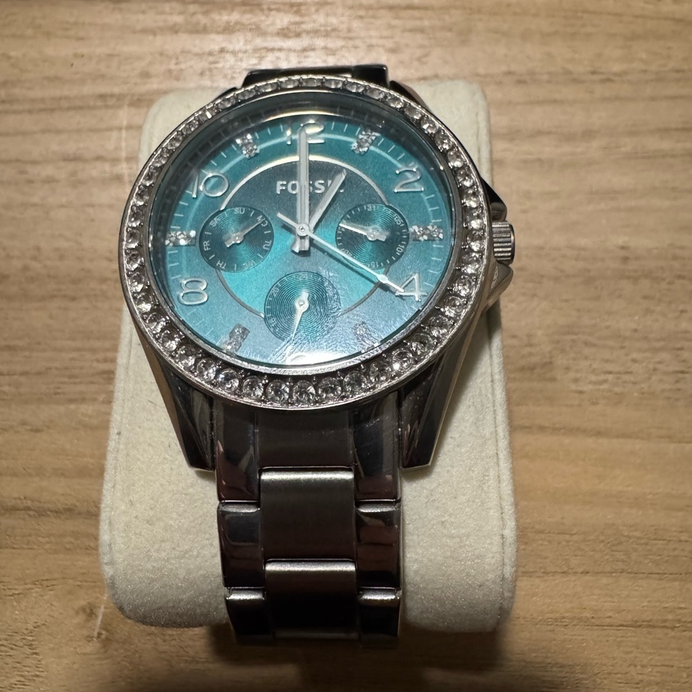 Women’s Riley Fossil Teal and Silver Watch